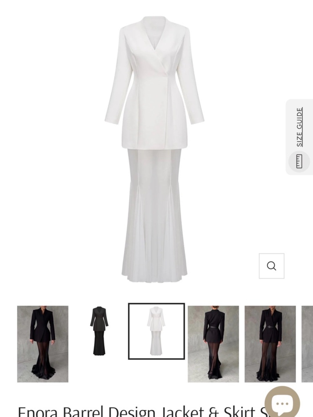 Women’s White Long Sleeve Jacket & Skirt Dress